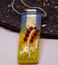 Handmade Fused Opaline Glass Pendant Necklace Poppy-field Red Arum - Image 4
