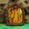 Wallmounted Woodland Gnome Portal 3" with acorns OOAK Sculpt Fairy Door