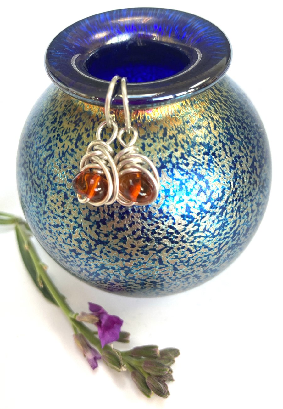 Sterling Silver Amber Earrings