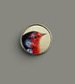 Miniature Robin Pin Badge - 1" Silver Metal Brooch - Justine Williams Art