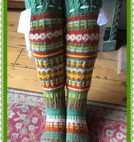 Hand knitted Over the knee Fairisle socks 