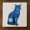 Perfectly Imperfect - Cat coaster, ceramic drinks coaster. 'Seconds' Cat Sitting