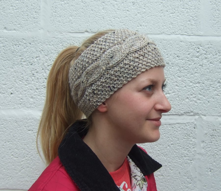 Knitted Headband Tweed Wool 