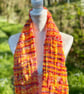 Tequila Sunrise Hand Woven Art Yarn Scarf - Image 8