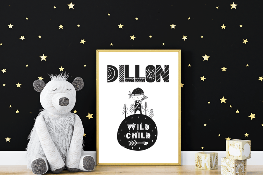 Personalised custom Wild child nursery art