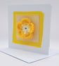 Blank Greetings Card - Crocheted Yellow Flower & Fabric Card - Image 4