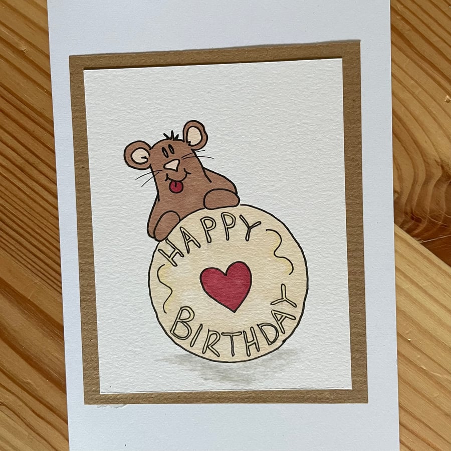 Jammy Dodger mouse Birthday Card