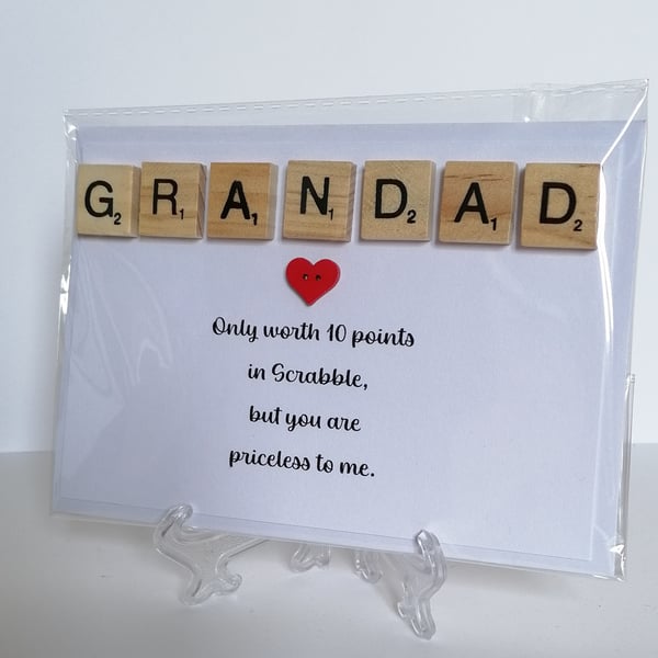 Grandad only worth 10 points in Scrabble greetings card