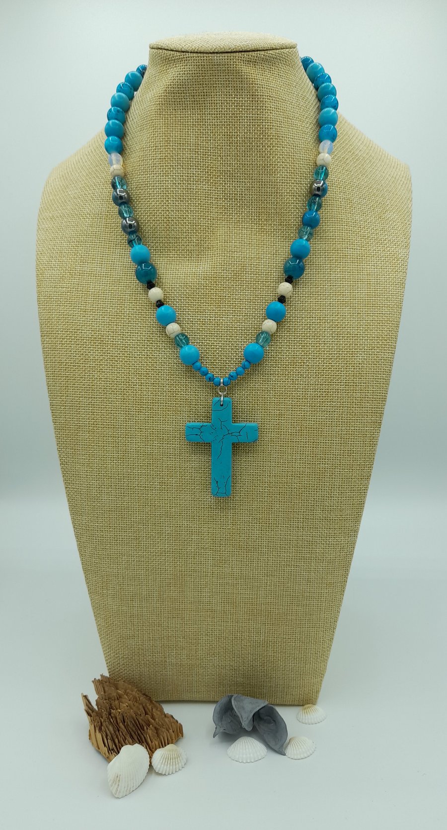 Turquoise cross necklace - Folksy