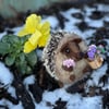 Needle felted Hedgehog with miniature shopping basket filled