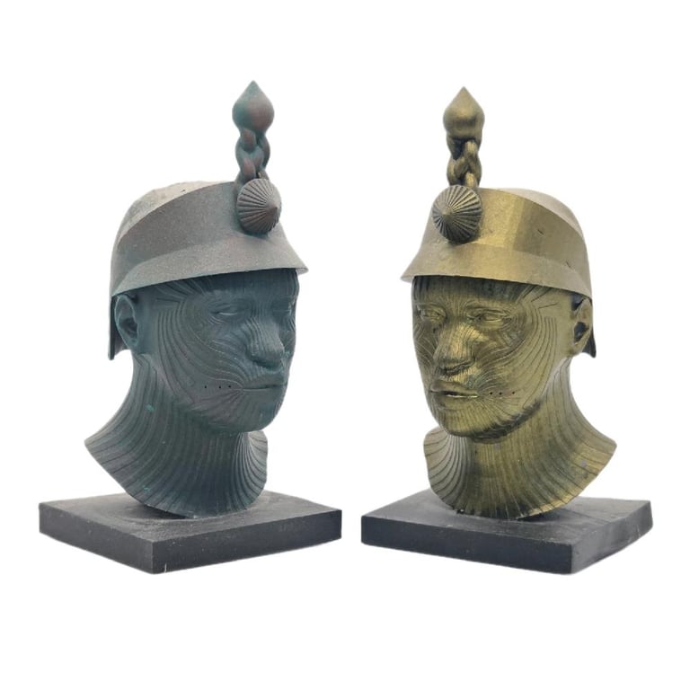 Modern ife bronze sculpture, Yoruba Ooni bust, 3d printed African statue, 