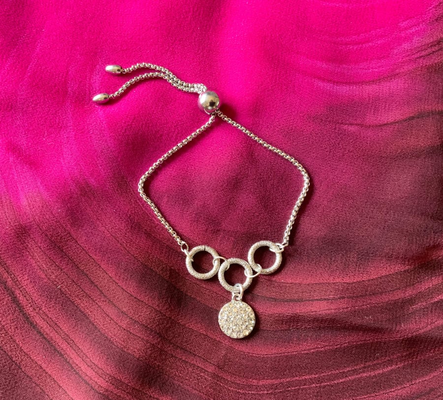 Slider Bracelet with diamond disc charm