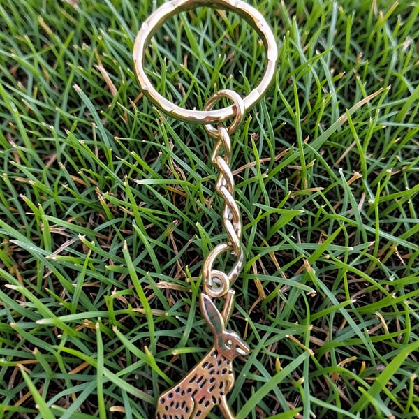 Hare Rabbit Keyring Silver Plated Charm 