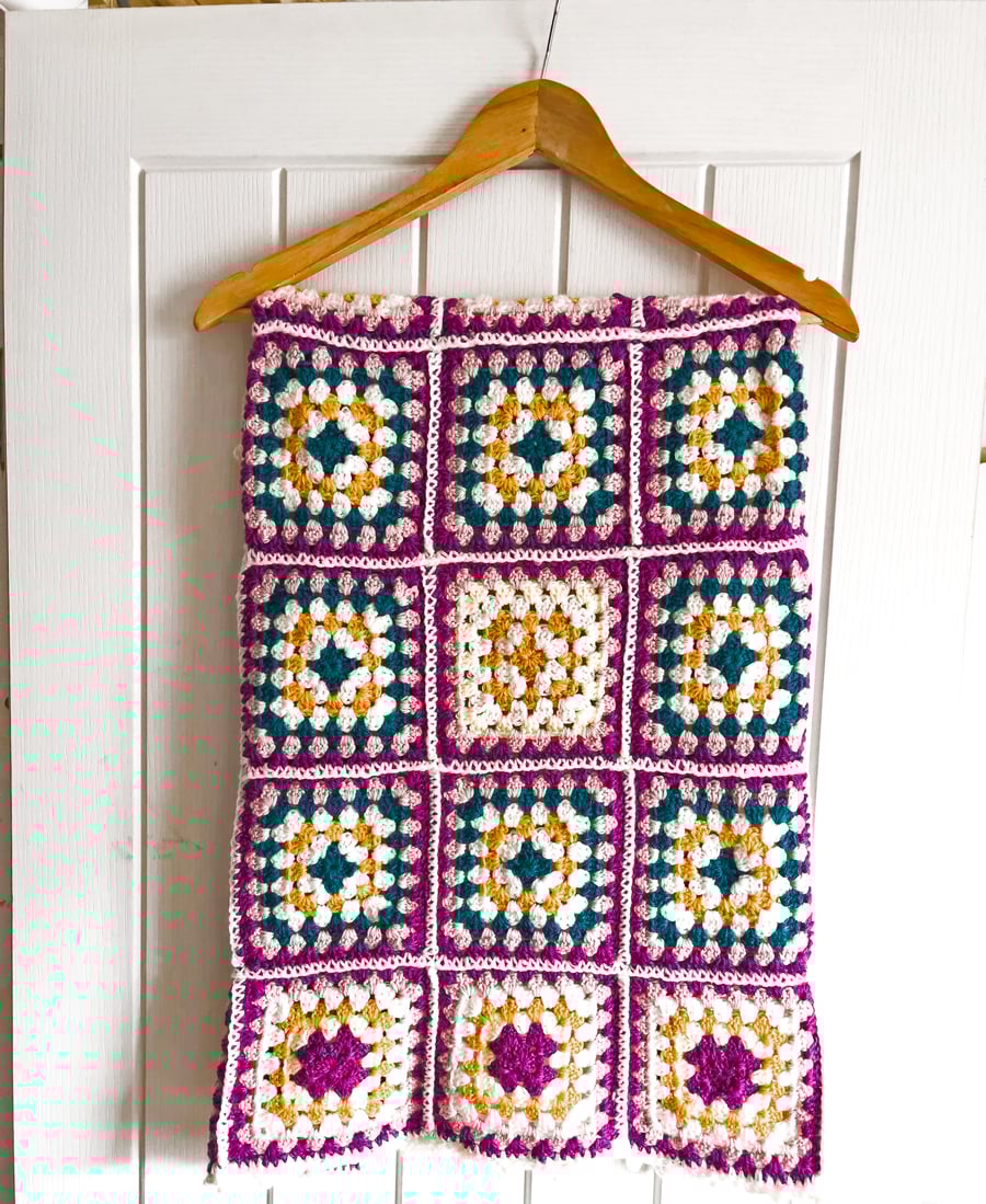 Hand Crochet Baby Blanket in Traditional Granny Square