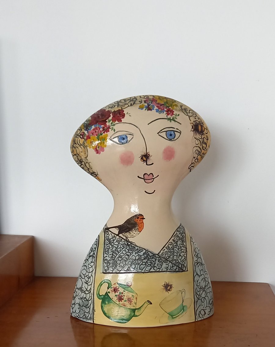 Lady with Robin Vase