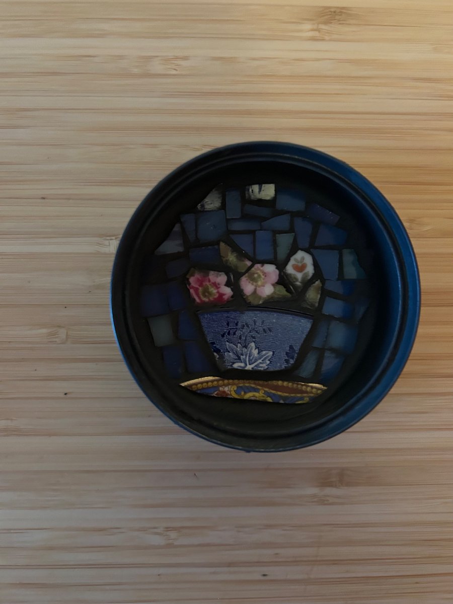 Mini mosaic in fish tin - Folksy