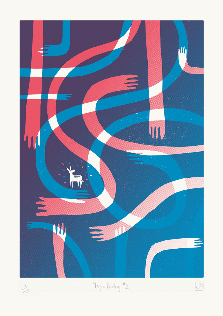 Magic Donkey No.2 A3 2-colour screen-print
