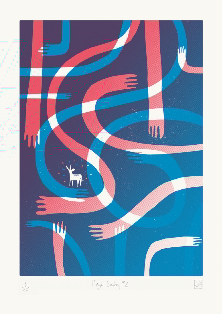 Magic Donkey No.2 A3 2-colour screen-print