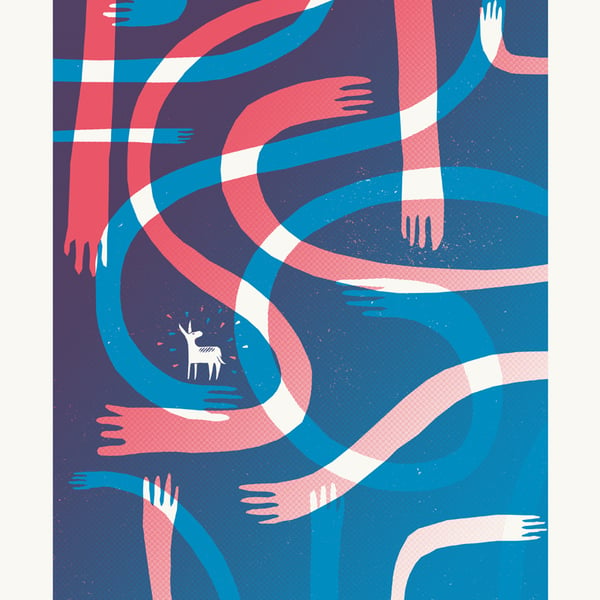 Magic Donkey No.2 A3 2-colour screen-print