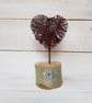 Handmade Wire Heart on branch slice Valentine’s Wedding Gift - Image 1