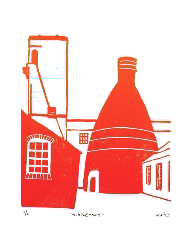 Middleport Pottery original linocut