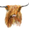 Highland Cow Greetings Card - art card 