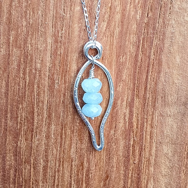 Sterling Silver and Aquamarine Arum Lily Pendant