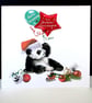 Merry Christmas Granddaughter - Panda & Balloons Handmade Card - Image 1