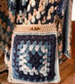Beach Blue Crochet Cross Body Bag with Adjustable Strap