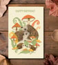 Birthday card Hedgehog toadstool wildlife blank inside - Image 1