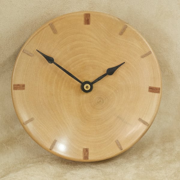 Hand crafted circular wood wall clock. PR474