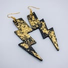 80 s earrings, Bowie lightening bolt earrings, hand made leather earrings lightw