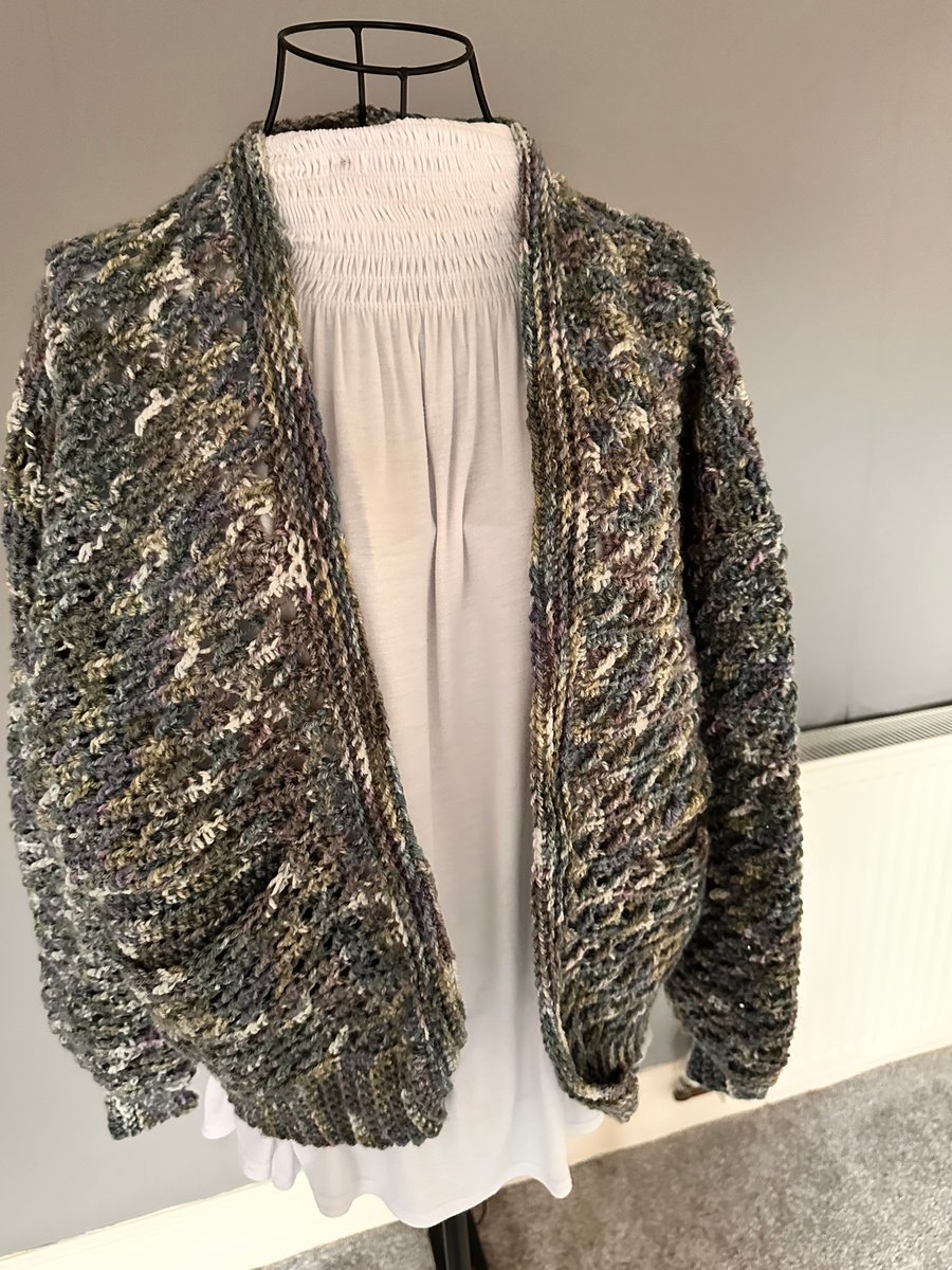 Hand Crochet Multi coloured cardigan size 16