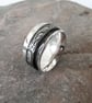 Silver Spinner Ring with Leaf-Patterned Spinner, size M - Image 1