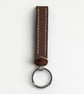 Dark Brown Full Grain Leather Strap Keychain Chrome Medallion Handmade UK - Image 3