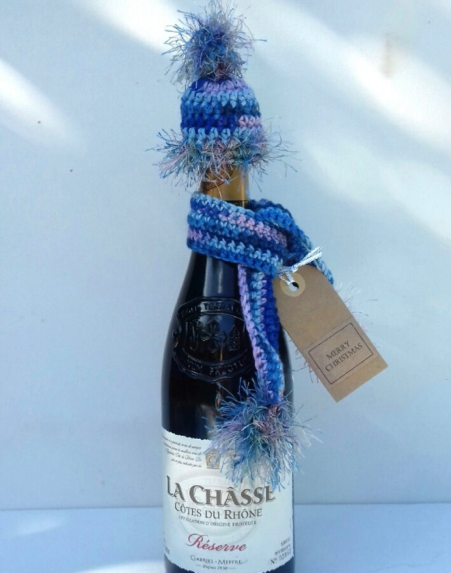 Crochet Hat and Scarf Bottle Wrap 