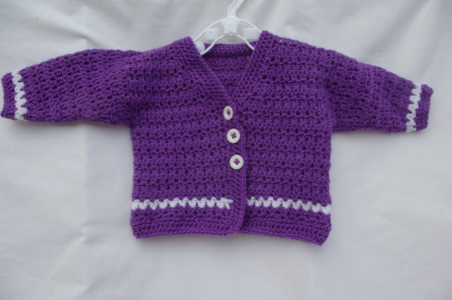 Baby Girl Crochet Cardigan in Purple