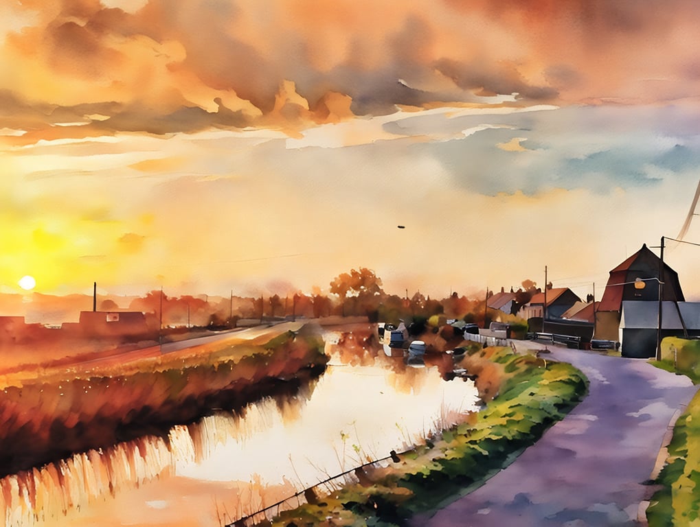 A4 Print Sunrise on Creek The Fens Norfolk 