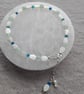 Anklet Sterling Silver Mother Of Pearl Crystal and Aventurine