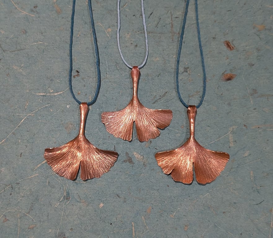 Copper Ginkgo Leaf Pendant