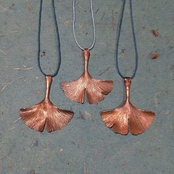 Copper Ginkgo Leaf Pendant