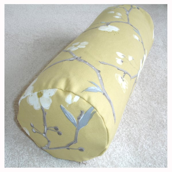Bolster Cushion Cover 16"x6" Round Cylinder Neck Roll Pillow Yellow Ochre