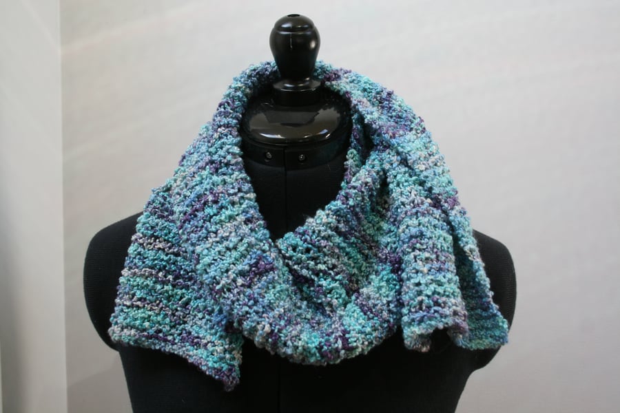 Hand-dyed silk and wool scarf