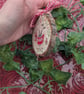 Hot chocolate hand-painted log slice Christmas decoration  - Image 5