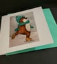 Fun Christmas Skating Bear greeting card - Image 2