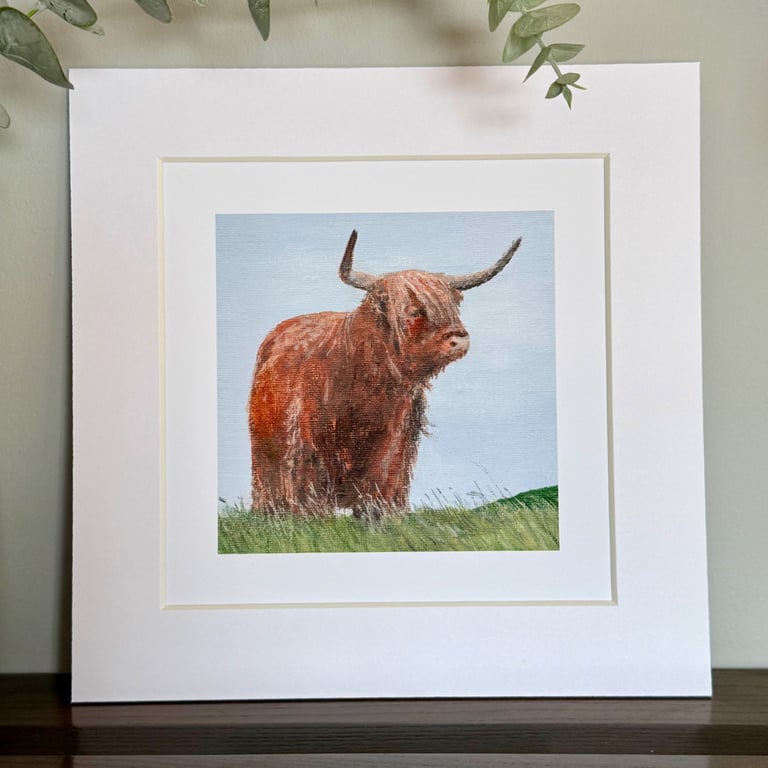 Highland Cow Mounted Print