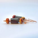 Red Creek Jasper & Rose Vermeil Earrings, Birthday, Anniversary, Gifts For Her