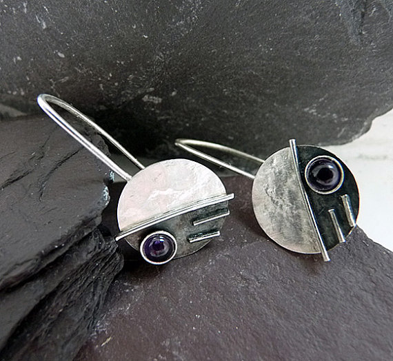 Sterling Silver Earrings with Amethyst,  A2