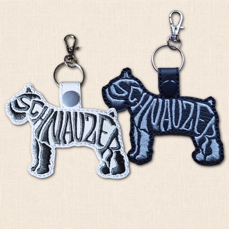Schnauzer Keyring - Dog Silhouette Word Art Accessory