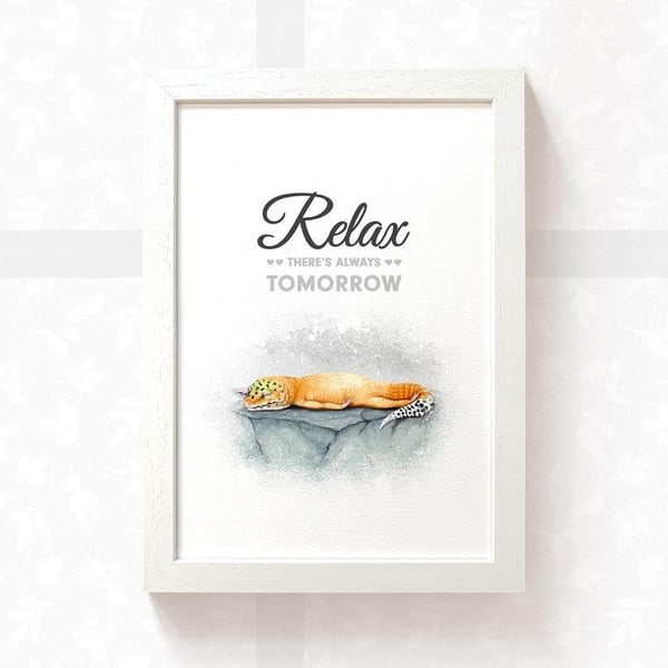Leopard gecko print "Relax, there's always tomorrow" teacher retirement gift